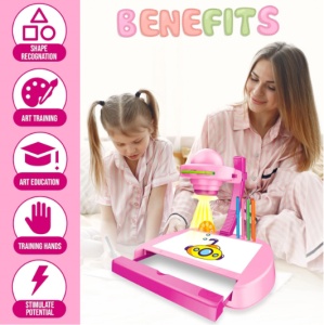 Set masuta desen, proiector, sertar, 24 imagini, 12 markere incluse, roz - Img 3