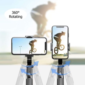 Stabilizator telefon L 08, Control telecomanda, Selfie stick, Trepied, Compatibil cu Andorid/iOS, 86 cm, Negru - Img 3