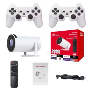 Video proiector Wireless Smartix 6 pentru Jocuri, Full HD 1080P, 2 X Console, WIFI + BT 5.0 Dual Band, 25DB, Ecran mare de 130 inch, Durata de viata foarte lunga, Alb - Img 2