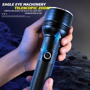 Lanterna tactica cu LED, 1500 ML, USB, 4 moduri de iluminare, Negru - Img 3