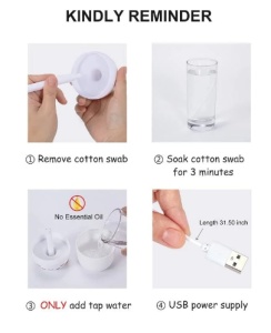 Mini umidificator pentru copii, ABS, 250 ml, USB, Alb - Img 2