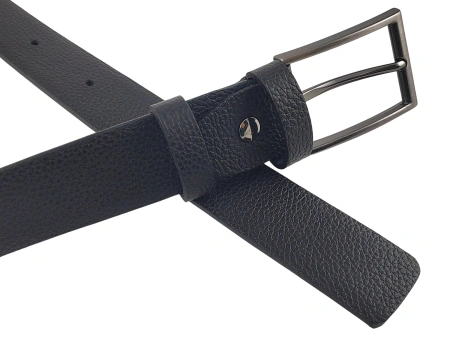 Crni muški kožni kaiš za pantalone 32mm – hrapava koža - Img 3