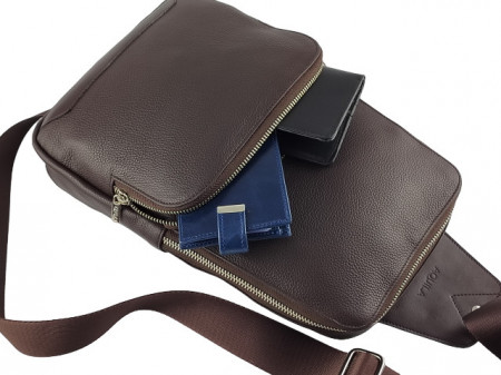 Velika braon kožna torba preko grudi i preko leđa - Crossbody braon - Img 6