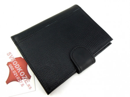 King Size crni novčanik za kartice, pasoš, papirni i gvozdeni novac