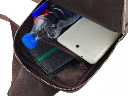 Velika braon kožna torba preko grudi i preko leđa - Crossbody braon - Img 7