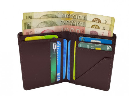 100% kožni minimalistički novčanik tamno braon - Img 6