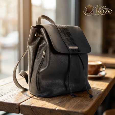 Crni elegantni ženski kožni ranac Gloria - Img 2