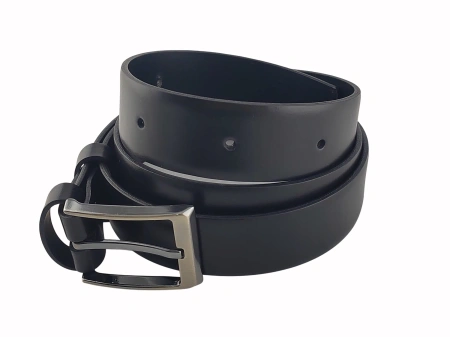 Crni muški kožni kaiš za pantalone 32mm – glatka koža - Img 3