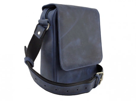 Velika Leather plava brušena kožna torba - Img 2