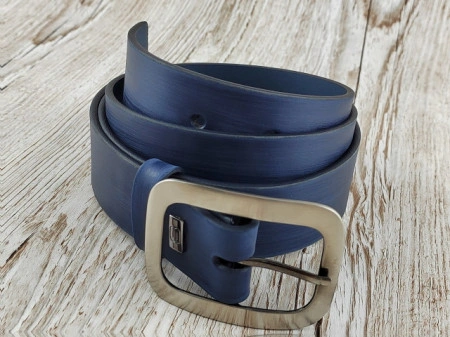 Ženski teget brušeni kožni kaiš za jeans - Img 6