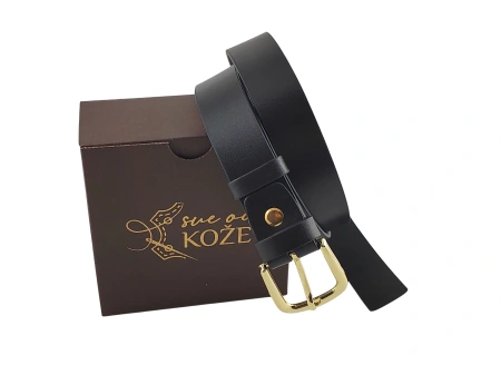 Crni elegantni ženski kožni kaiš sa elegantnom zlatnom kopčom - Img 6