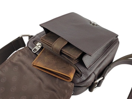 Muška braon kožna torbica Biznis (6 džepova) - Img 6