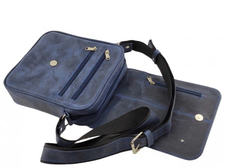 Velika Leather plava brušena kožna torba - Img 4