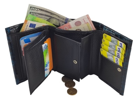 Ženski novčanik od prirodne kože Gracia plavi kroko - Img 6