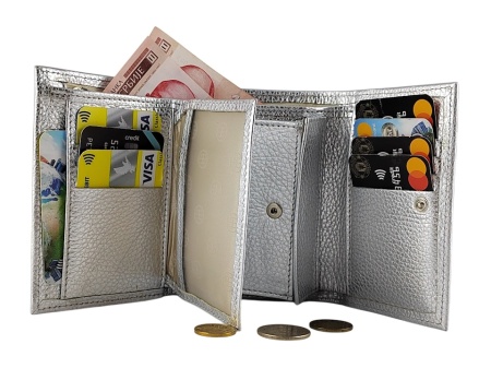 Ženski novčanik od prirodne kože Gracia srebrni - Img 5