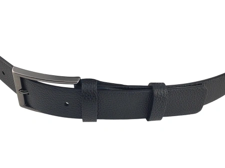 Crni muški kožni kaiš za pantalone 32mm – hrapava koža - Img 2