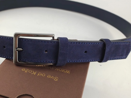 Indigo muški kaiš od prevrnute kože za farmerice i pantalone - Img 3