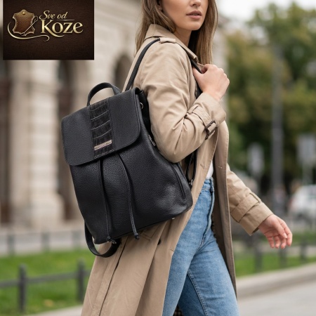 Crni elegantni ženski kožni ranac Gloria - Img 4