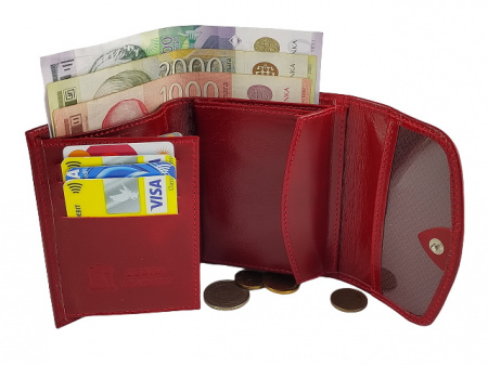 Mali karmin crveni ženski kožni novčanik - Img 5