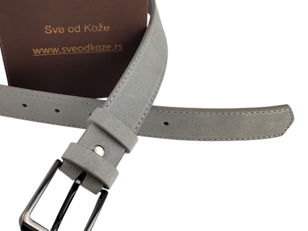 Muški kaiš od prevrnute kože za farmerice i pantalone light sivi - Img 5