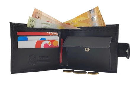 Muški kožni novčanik Street Zip sa kopčom - crni - Img 5