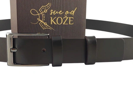Najtamnije braon muški kožni kaiš za pantalone – prirodna boks koža - Img 4