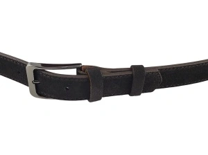 Braon muški kaiš od prevrnute kože za farmerice i pantalone - Img 4