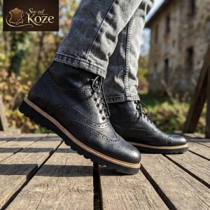 Crne duboke kožne cipele Real Man - Img 5