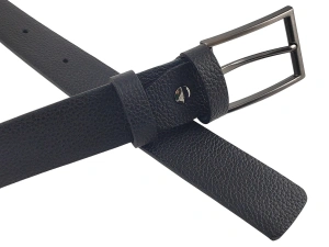 Crni muški kožni kaiš za pantalone 32mm – hrapava koža - Img 3