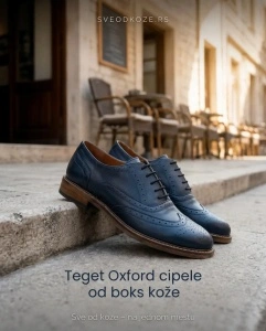 Teget Oxford cipele od boks kože