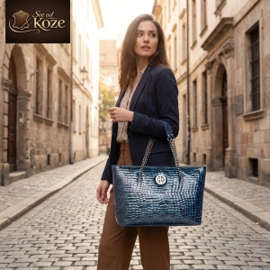 Velika plava ženska kožna torba Nora - Img 4