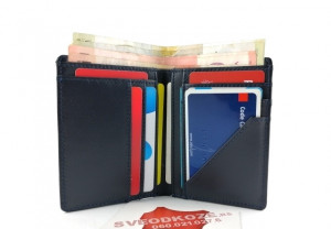 100% kožni minimalistički novčanik tamno plavi