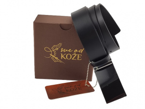 Muški kožni kaiš sa crnom elegantnom pločicom - Img 6
