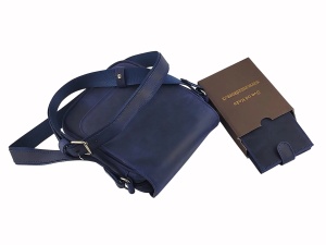 Muški kožni set – Torba Leather Jeans plava i novčanik KING džins brušeni - Img 2
