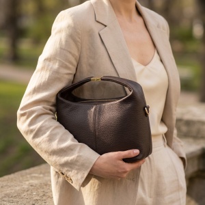 Braon kožna tašnica Minimal Glam