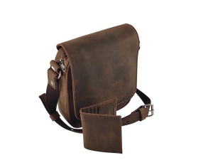Muški kožni set – Torba Leather braon brušena i mali novčanik brušeni - Img 2