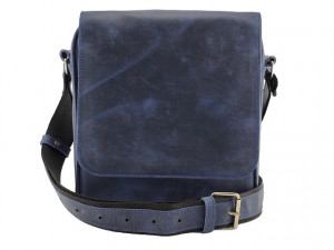 Velika Leather plava brušena kožna torba