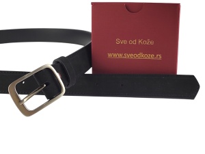 Ženski kaiš od prevrnute kože crni