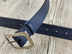 Ženski teget brušeni kožni kaiš za jeans - Img 4
