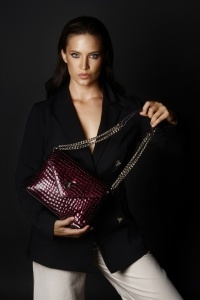 Bordo kroko elegantna ženska kožna torba Bella - Img 3