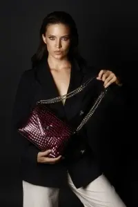 Bordo kroko elegantna ženska kožna torba Bella - Img 3