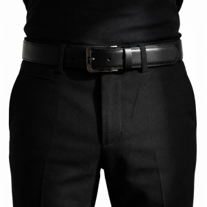 Crni mat elegantni muški kožni kaiš za pantlone