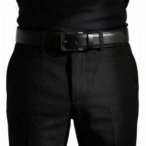 Crni mat elegantni muški kožni kaiš za pantlone