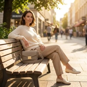 Krem ženska kožna tašnica Urban Edition