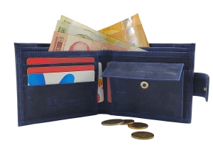 Muški kožni novčanik Street Zip sa kopčom - plavi brušeni - Img 5