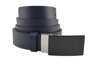 Teget muški kožni kaiš sa crnom elegantnom pločicom - Img 6
