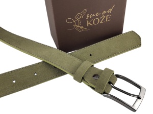 Zeleni muški kaiš od prevrnute kože za farmerice i pantalone - Img 3
