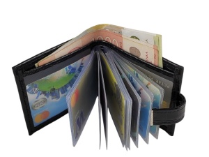 Ženski kožni novčanik za 12 kartica i papirni novac crni kroko - Img 6