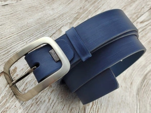 Ženski teget brušeni kožni kaiš za jeans - Img 5