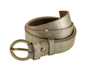 Zlatni elegantni ženski kožni kaiš sa zlatnom okruglom šnalom